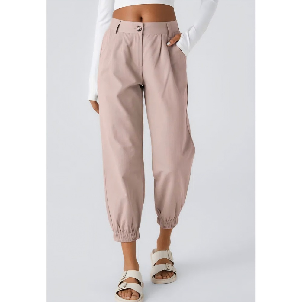 Halara High Waisted Pleated Joggers Dusty Rose Pink Cotton Pants XL 02768616